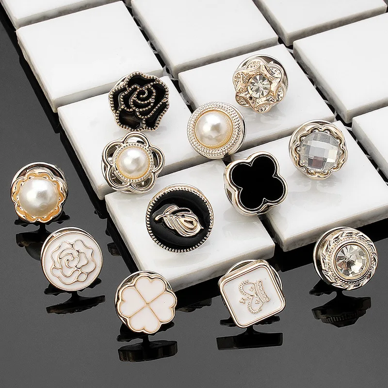 50 шт./компл. женская модная блузка с жемчугом без шитья брошь на рубашку пуговицы