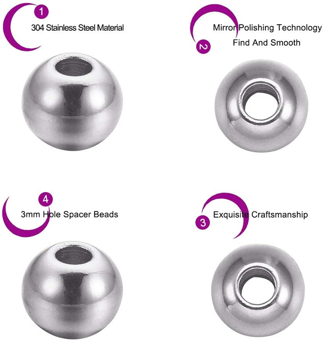 Бусины разделители из нержавеющей стали серебристого цвета 100 шт. 3 10 мм для