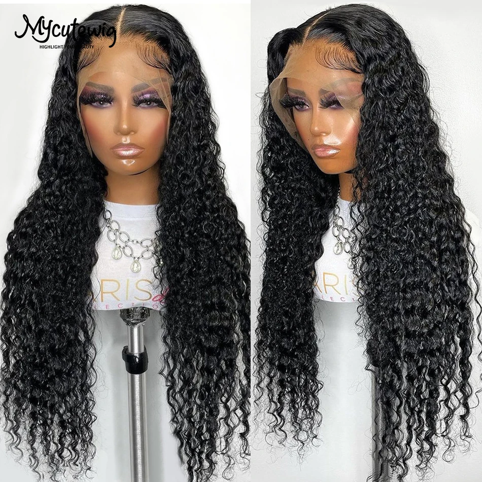 360 Lace Frontal Wig 30 32 Inches Water Wave 13x6 13x4 Lace Front Wig Human Hair Wigs Deep Curly Glueless Virgin Brazilian 180%