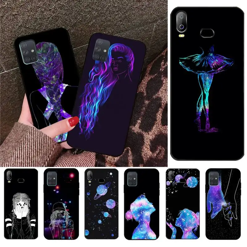 Чехол для телефона HPCHCJHM Neon girl черный мягкий чехол Samsung Galaxy A01 A11 A31 A81 A10 A20 A30 A40 A50 A70 A80