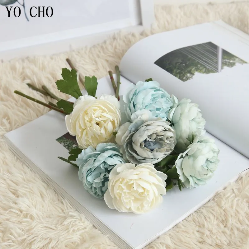 1 Pcs Small Rose Artificial Flowers Branch Silk Fake Roses Wedding Home Table Vase Bedside Decor DIY Craft Faux | Дом и сад