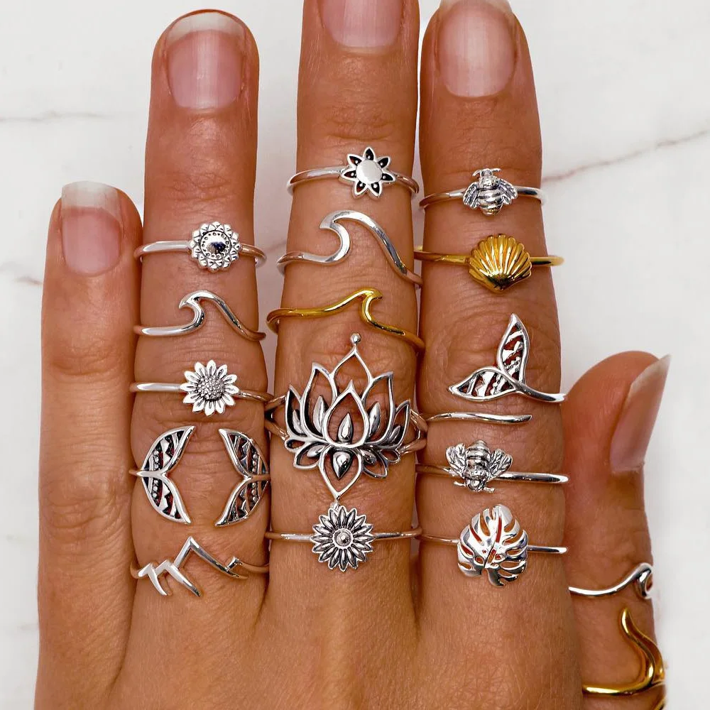 Комплект женских колец в стиле бохо ALYXUY асимметричные украшения с пчелиными