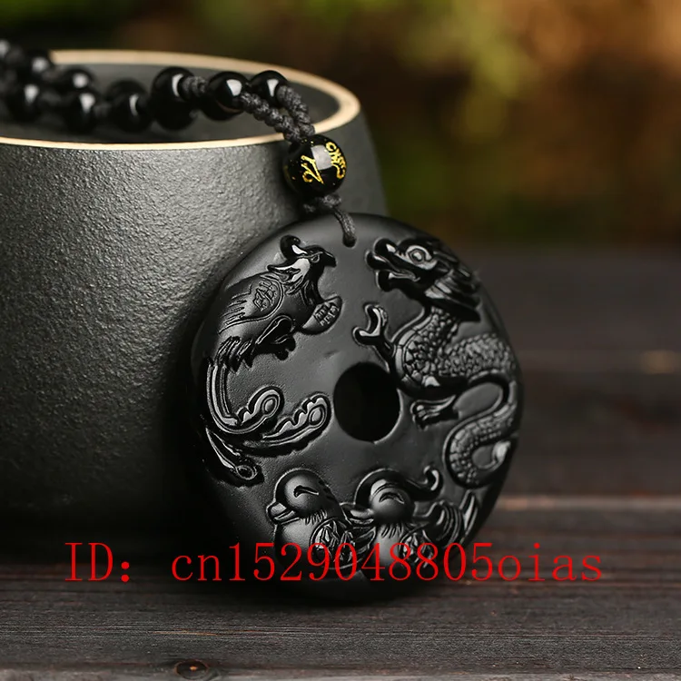 Натуральный Черный Дракон из обсидиана подвеска Феникс безопасная Пряжка резной