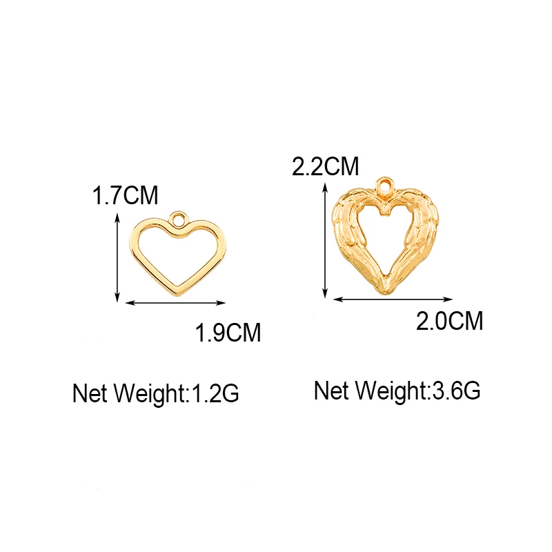 

10Pcs/lot Charms Mixed Lovely Heart Gold Color Pendant Jewelry Making DIY Handmade Metal Alloy Earring Necklace Craft Supplies