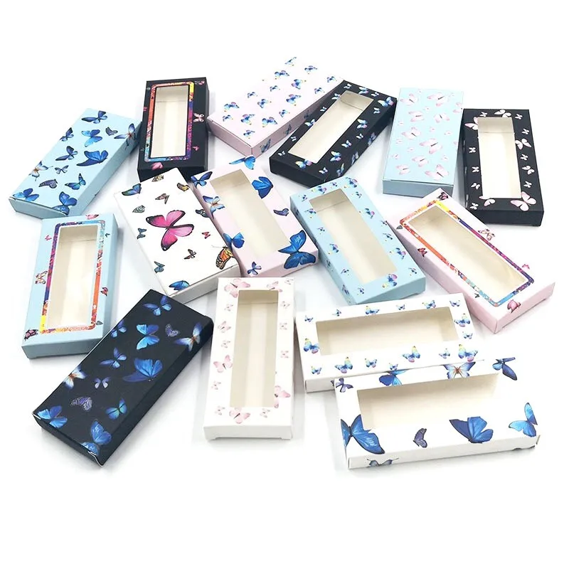 

Butterfly Carton Paper Packing Box for 25mm long EyeLash Wholesale Bulk Cheap Pretty Lashes Storage Packaging makeup free logo