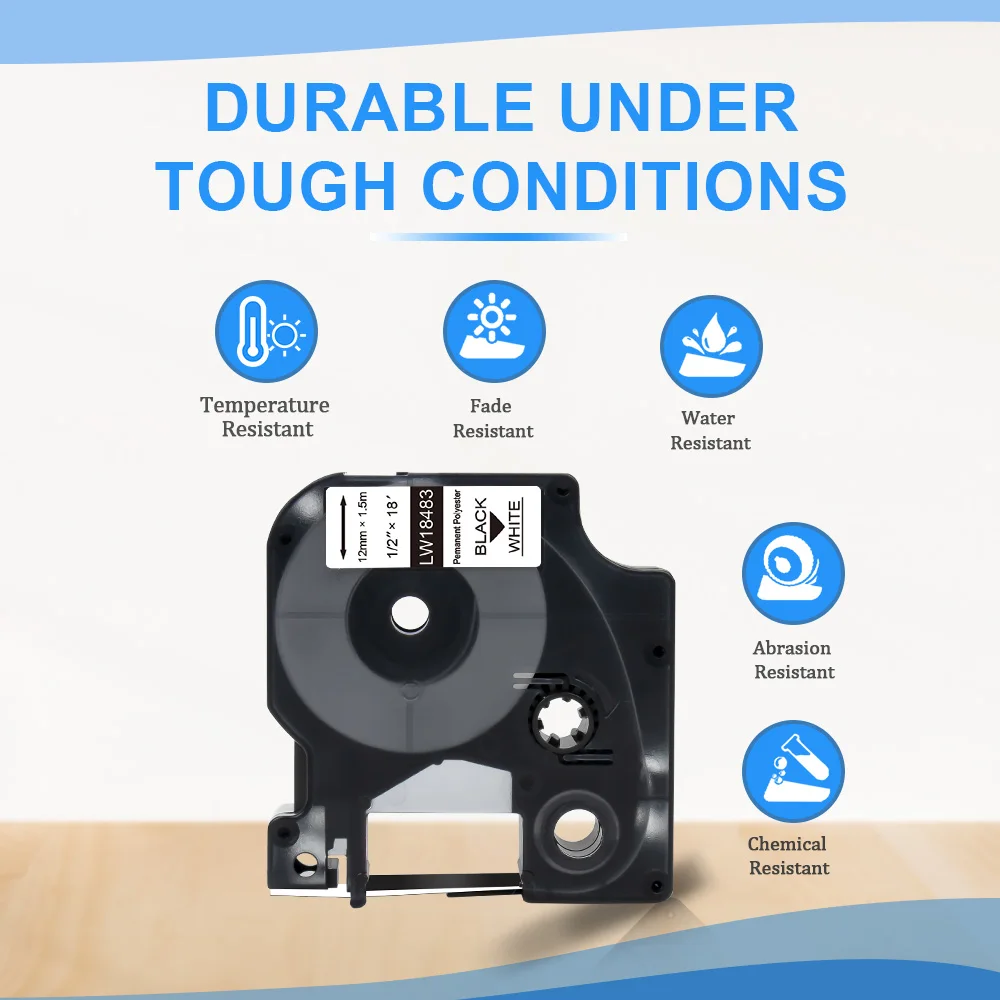 Labelwell 3 шт совместимы с Dymo Rhino IND постоянные полиэфирные этикетки 18483 12 мм