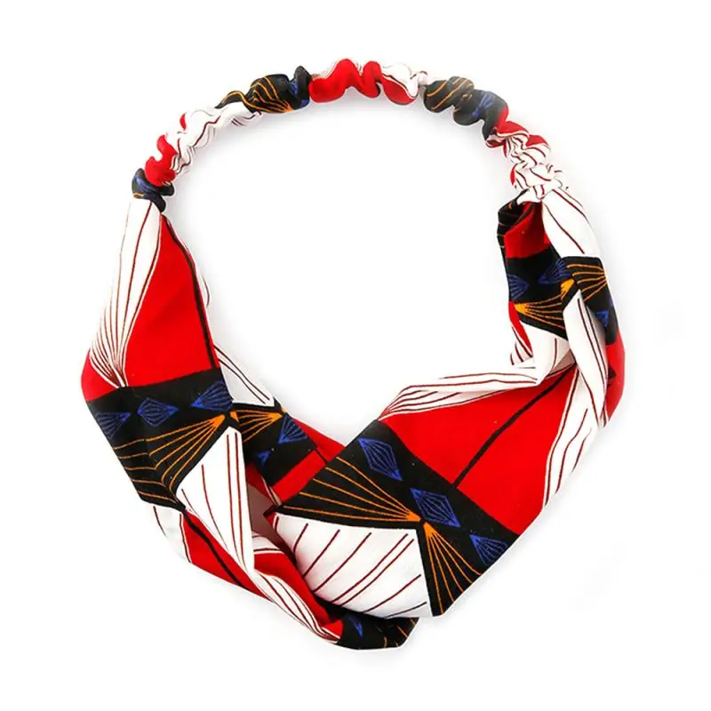 

Модная одежда для девочек хит Цвет с геометрическим рисунком повязка на волосы с крестиком в стиле «Бохо с летним принтом платок ретро крес...