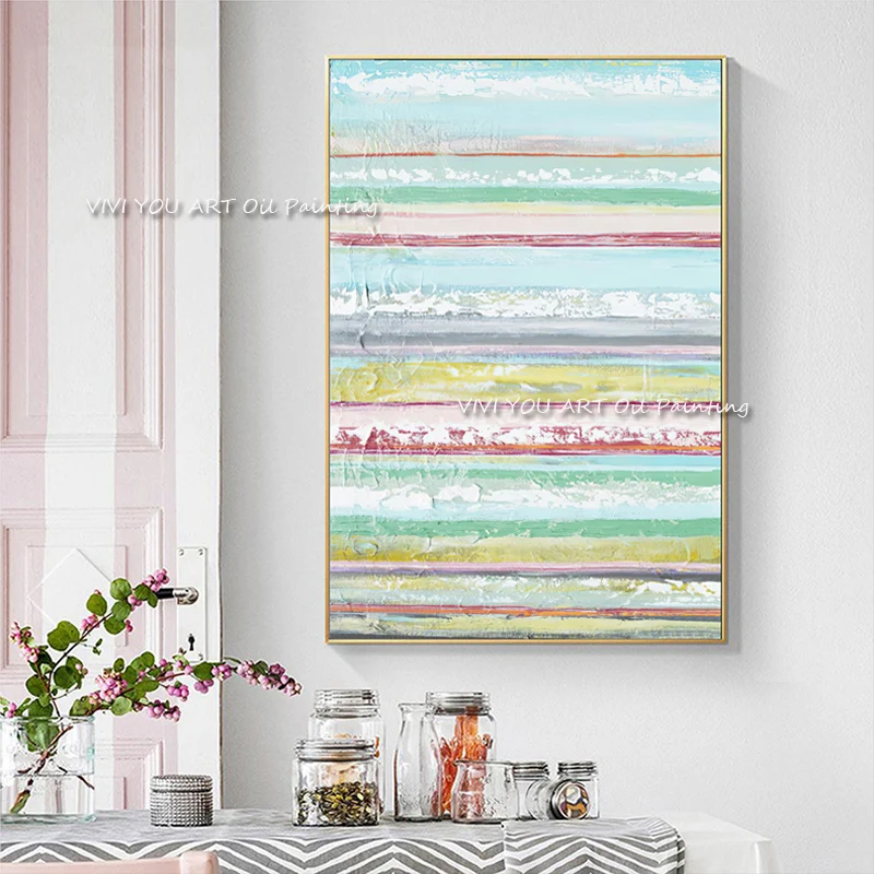 

The Hand-painted Color High Quality Textured Red Green Original Abstract Modern Thick Oil Painting Brush Wall Art for Home Decor