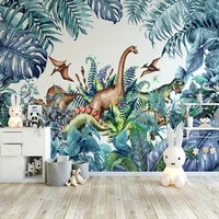 custom self adhesive wallpaper 3d tropical plant cartoon dinosaur animal murals childrens bedroom 3d waterproof wall stickers