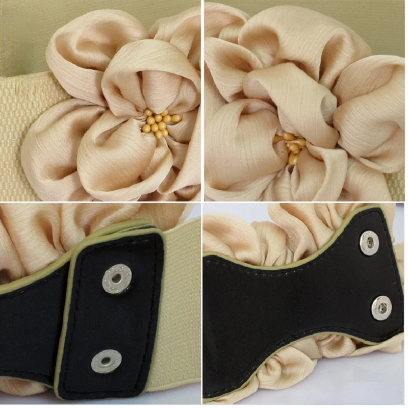 

Belt For Women Lady 2021 Fashion Flowers Lace Elastic Stretch Waist Belt Wide Elasticated Waistbands Girls Dress Accessories