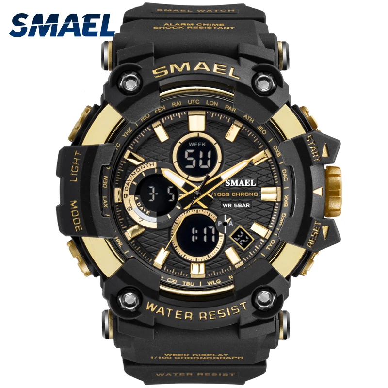 Часы SMAEL мужские с секундомером водонепроницаемые кварцевые спортивные