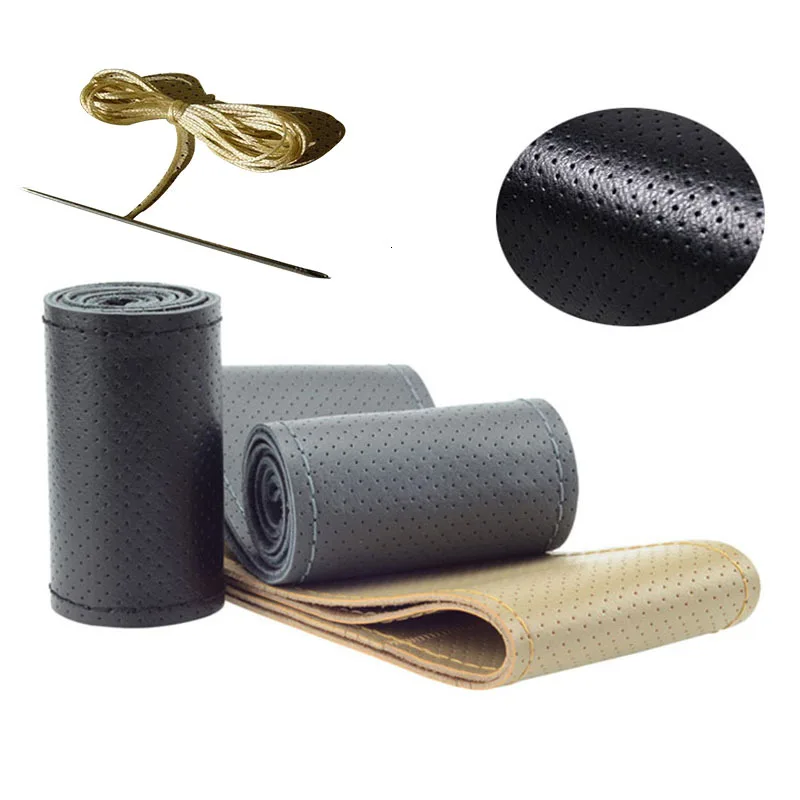 DIY настоящая Воловья кожа Чехол рулевого колеса автомобиля Funda Volante чехол оплетка