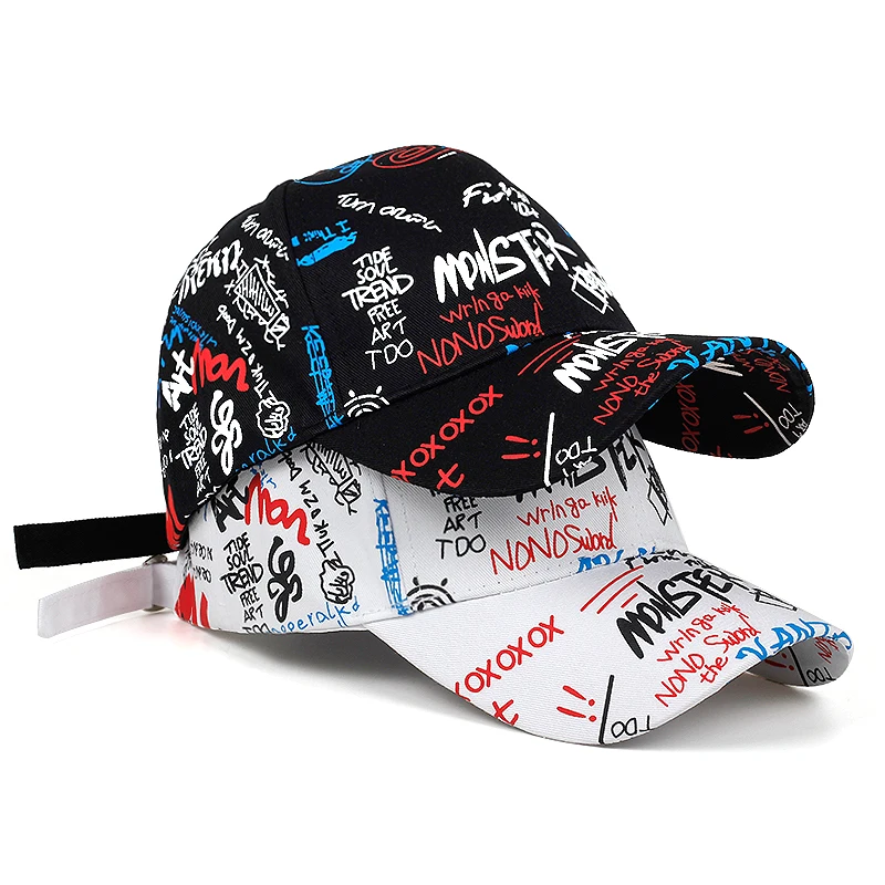 

2019 letter graffiti printing dad hat fashion spring autumn visor baseball cap hip hop cotton casual hat outdoor sports golf cap