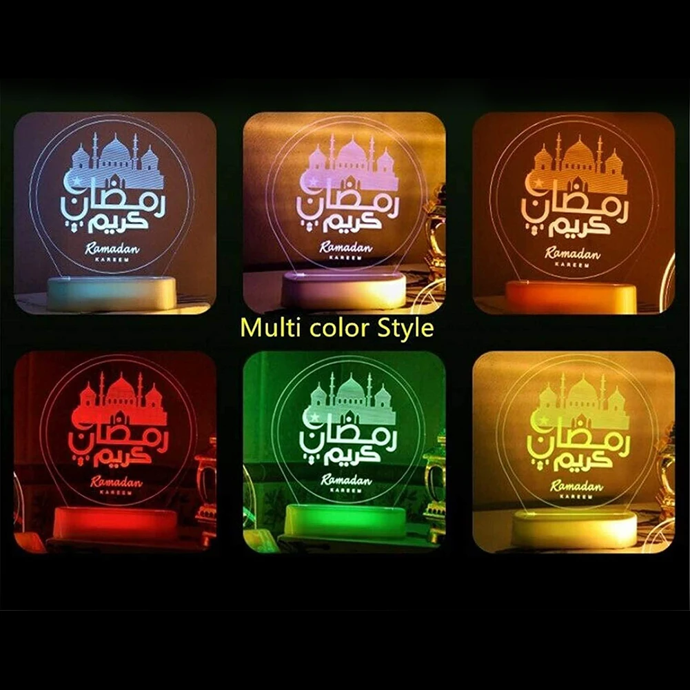 

LED Night Light Ramadan Mubarak Decorative Lights Eid Wooden Moon Castle Hanging Lamp Tabletop Ornaments Decoration lighting