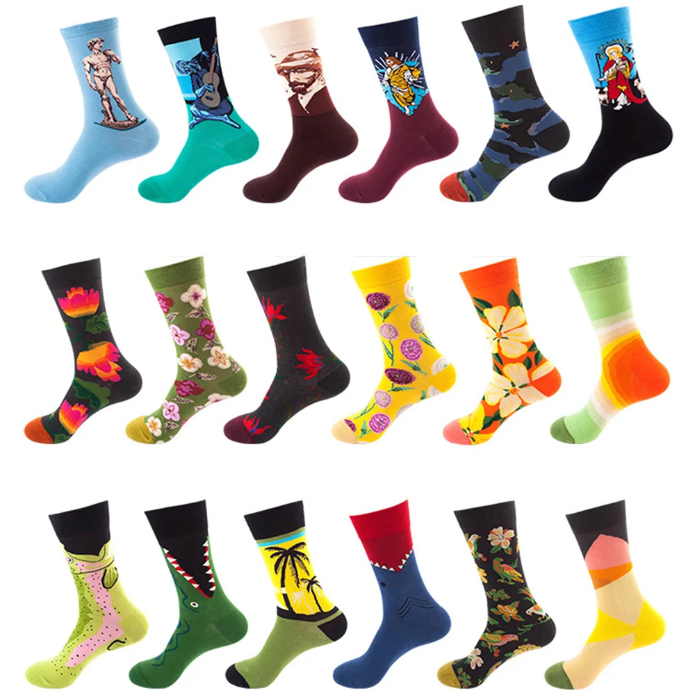 Зимние женские носки с изображением собак осьминог цветов растений каваи