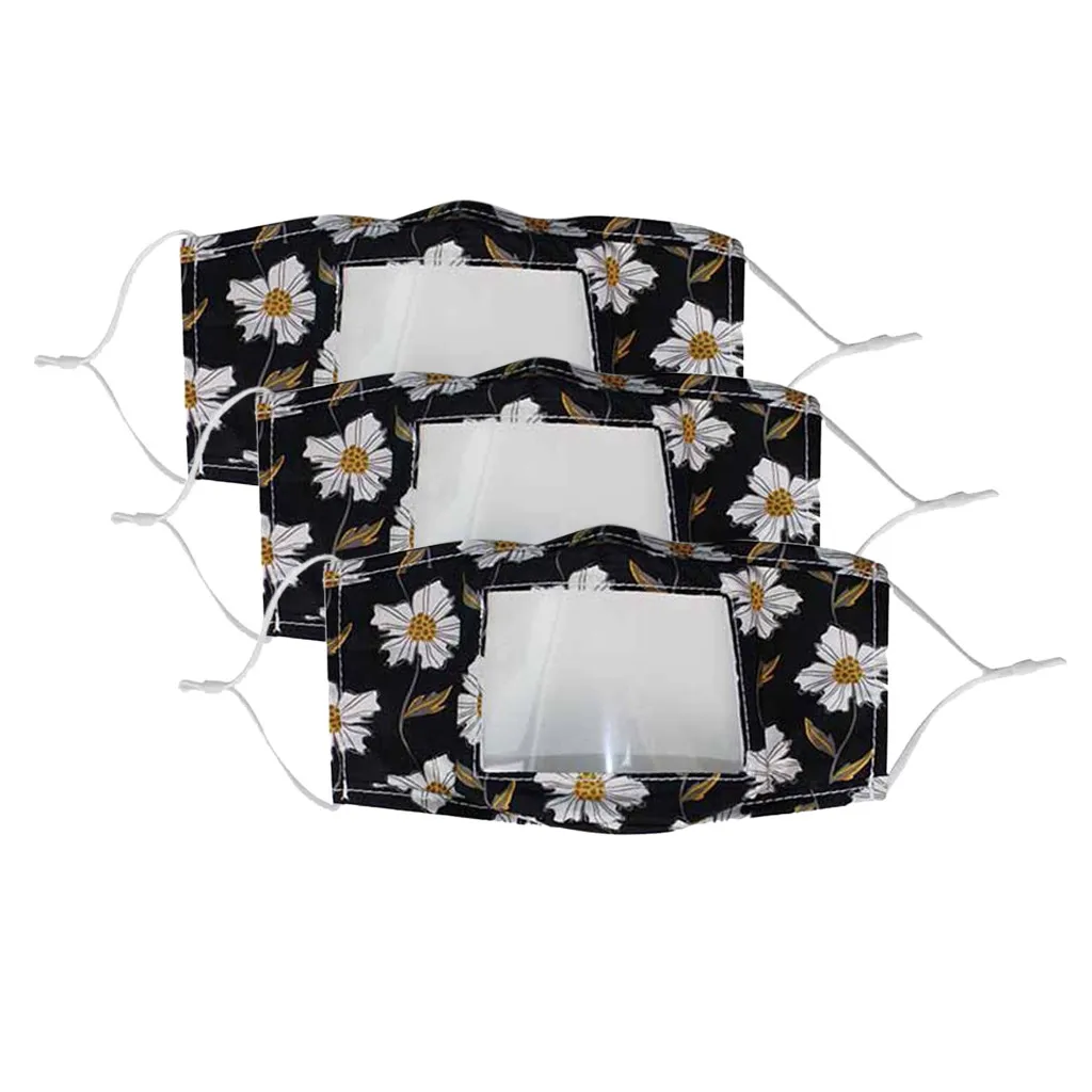 

3PCS Lip Reading Reusable Mouth Mask Washable Face Mask Anti Windproof Mouth-muffle Bacteria Flu Mask Cap