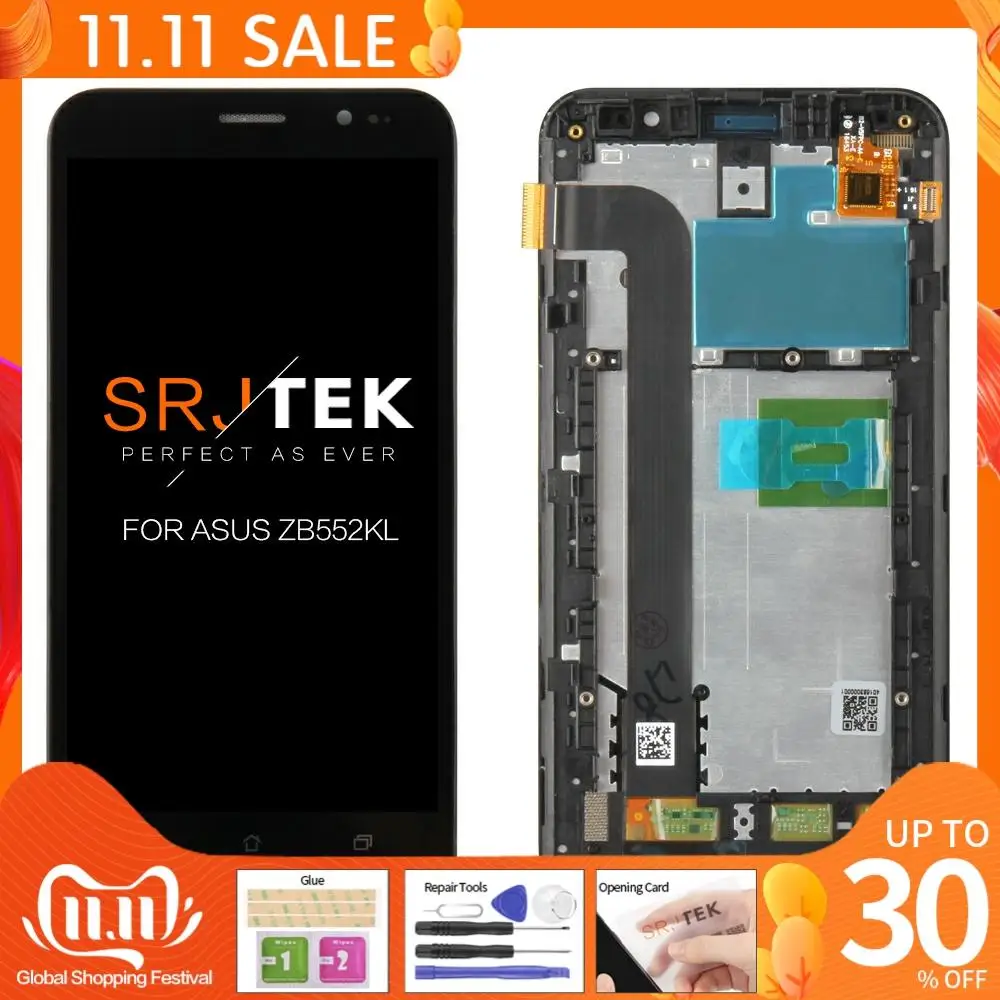 Гарантия 5" 1920x1080 для экрана LCD Asus Zenfone GO ZB552KL с сенсорным дисплеем ASUS Sensor Screen Digitizer Replacement Parts.