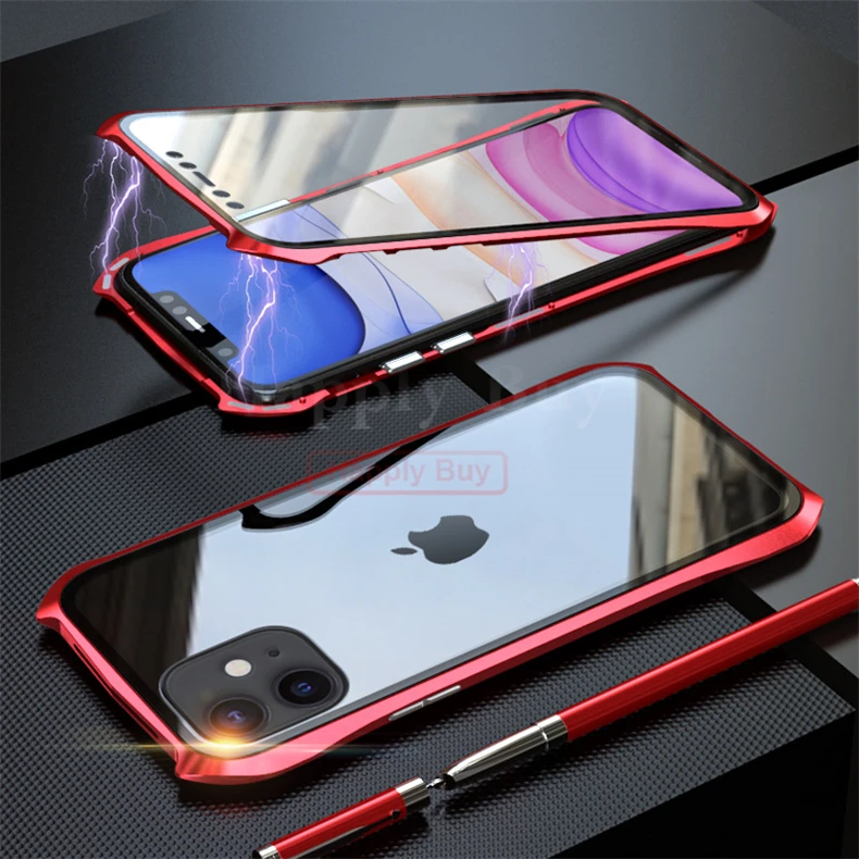 360 полный защитный чехол для телефона для iPhone 11 Pro Max чехол Магнитный чехол s для iPhone 11 Pro Max чехол металлический Bumber