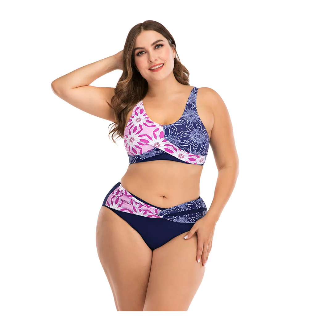 Женский бандажный бикини большого размера кружевной цветочный принт