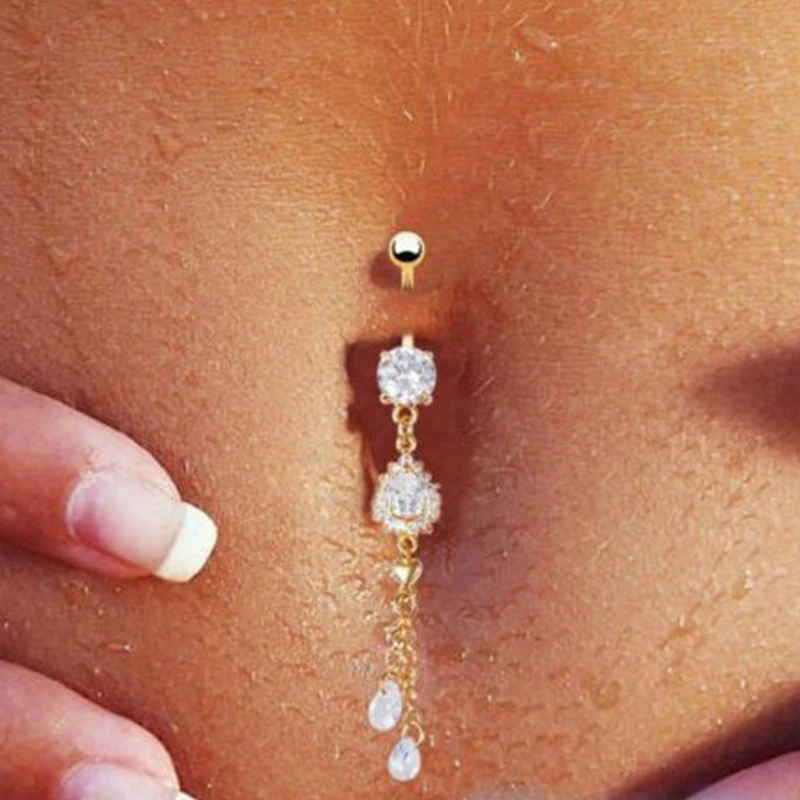 

Hypoallergenic Titanium Steel Umbilical Nail Umbilical Nail Gold-plated Tassel Umbilical Nail Korean Style Women's Alloy Jewelry