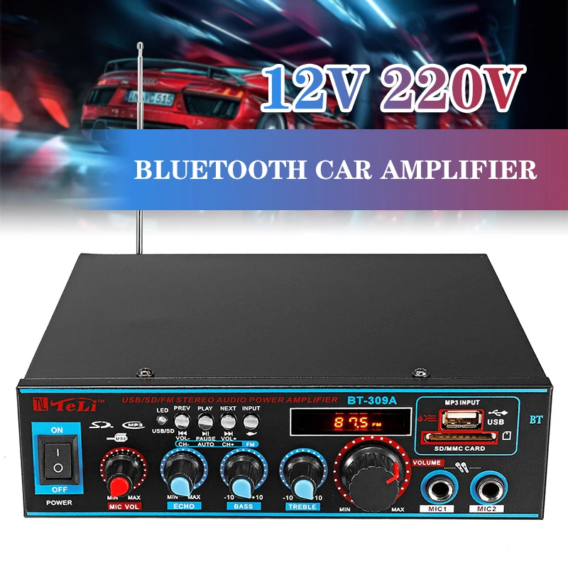 

Car Audio Stereo Power Amplifier Bluetooth 800W 12V220V HIFI 2CH FM Radio Home Theater Amplifiers Music Subwoofer Sound System