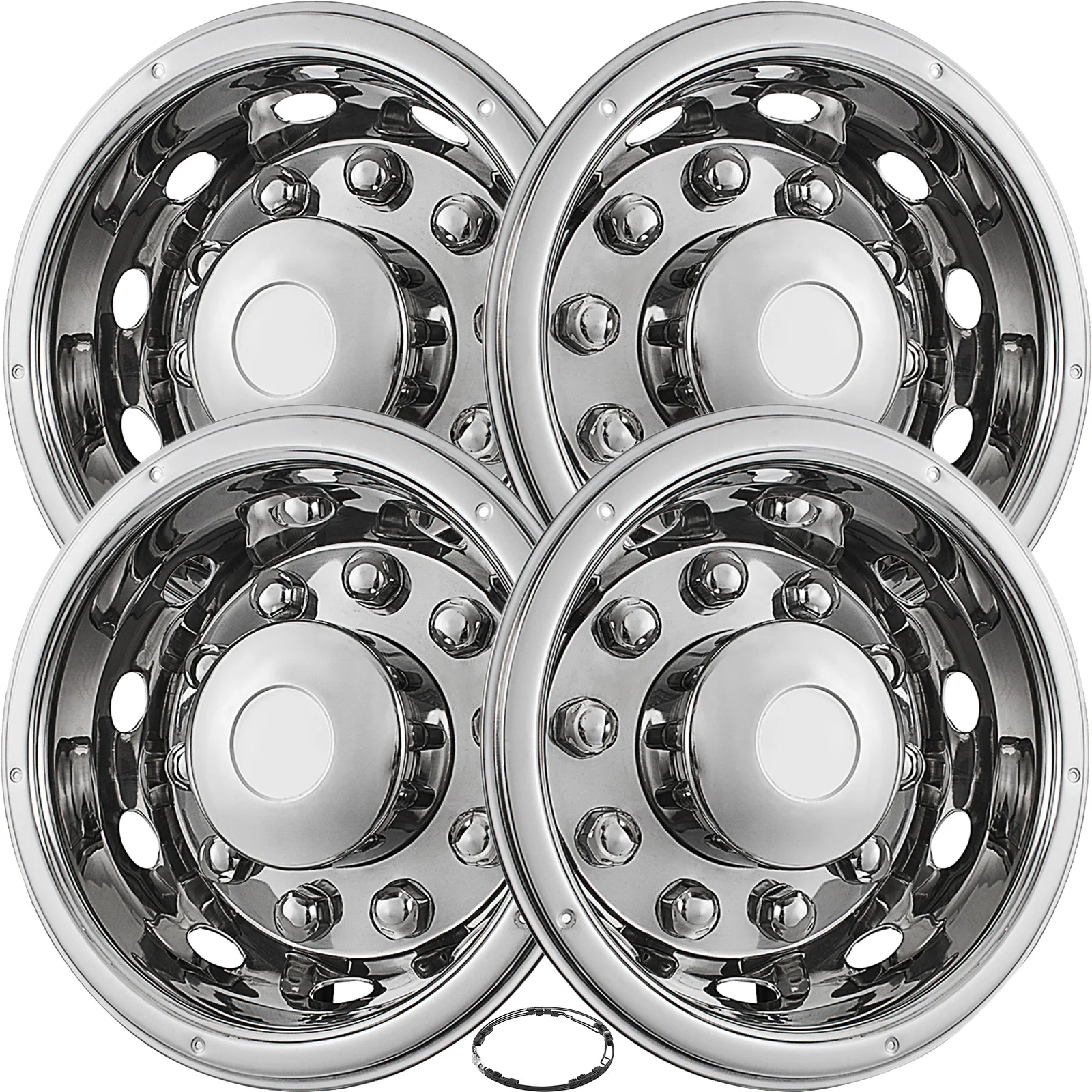 

VEVOR 4 Pcs 22.5" Universal Wheel Simulator Hubcaps Silver Fitment for Wheels With 6 8 10 Lugs High Quality 304L Stainless Steel