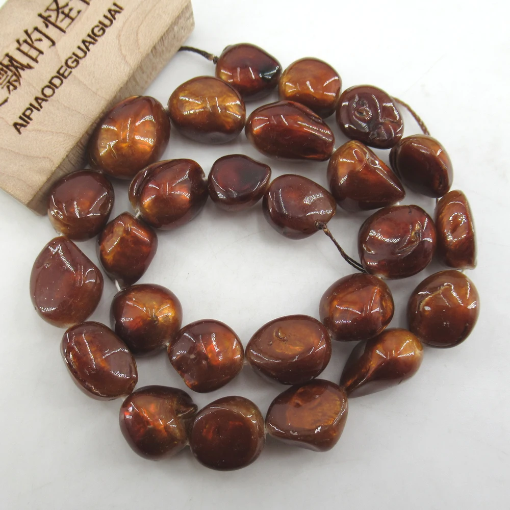 APDGG Wholesale 5 Strands Big Natural Brown Tooth Shell  Pearl Beads 15'' Loose Beads Jewelry Making DIY