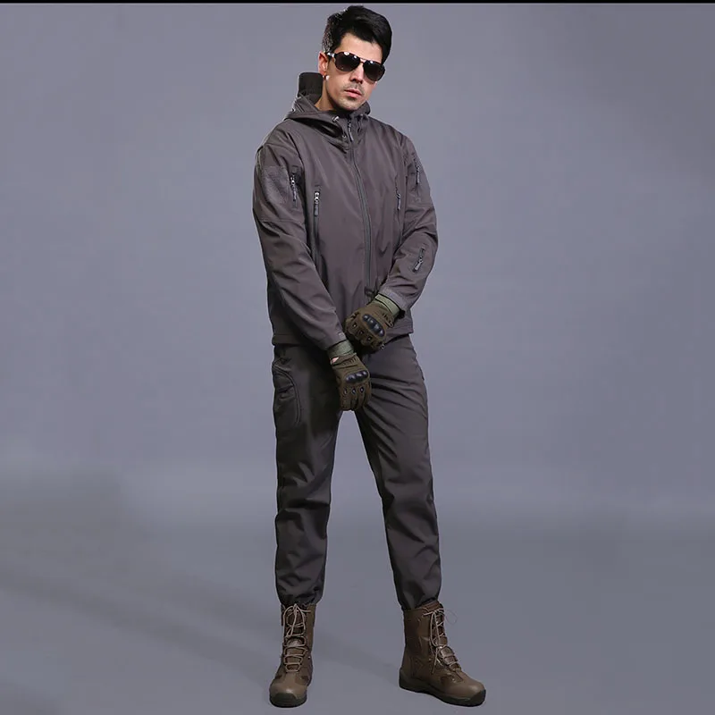 Мужская тактическая флисовая куртка размера плюс водонепроницаемая бархатная