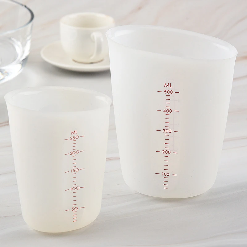 

HOT 250/500ML Silica Gel Measuring Cup Semi-permeable Double-scale Measuring Cup Soft Kitchen Baking Tool NDS