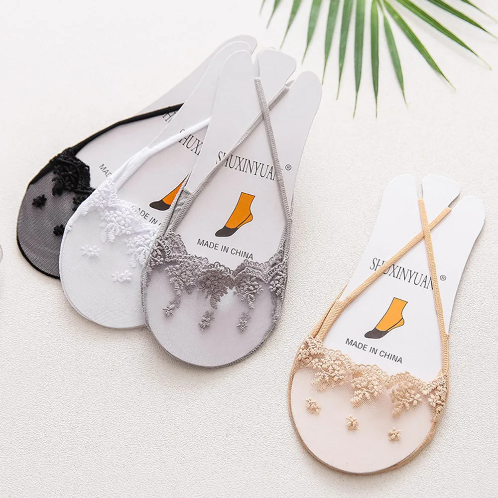 

Носки-невидимки женские, высокие каблуки, с закрытым носком, с подтяжками до половины ладони, ажурные, Нескользящие, летние