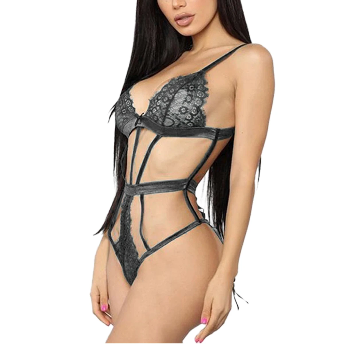 

Sexy Women Lace Set with Eyepatch Perspective Garter Bra Bandage Panties Set Erotic Underwear Ladies Set