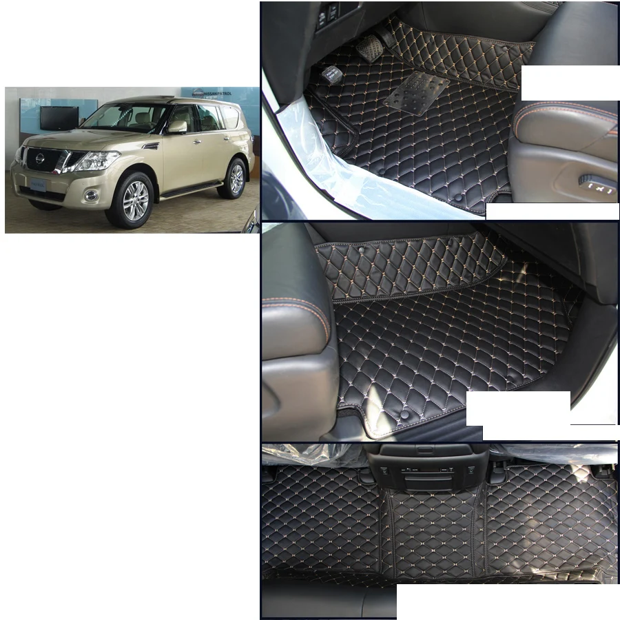 lsrtw2017 leather car interior floor mats for nissan patrol y62 2011 2012 2013 accessories