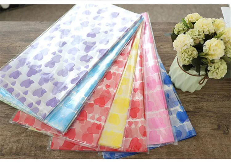 65Piece Colorful Apple Flower Wrapping Paper Clear OPP Round Transparent Cellophane Plastic Gift Material | Дом и сад