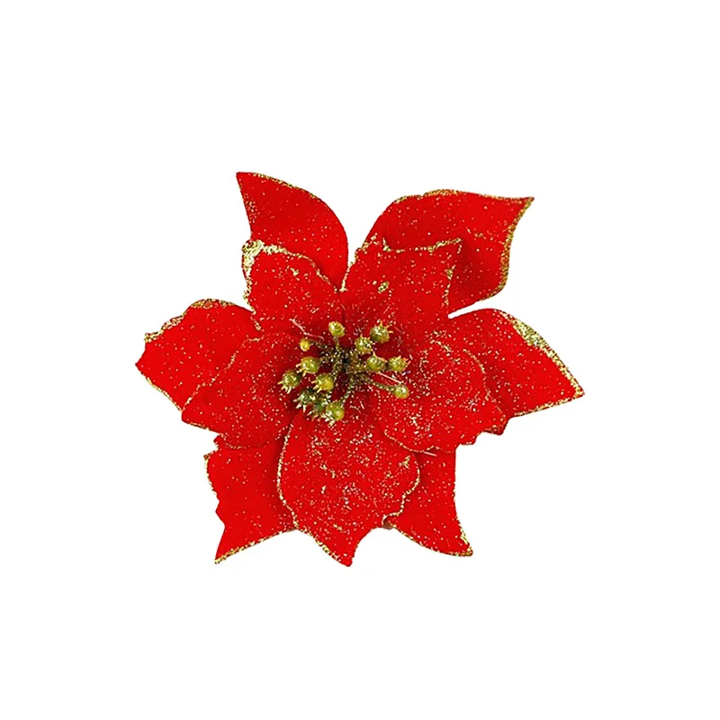 5 шт. рождественские украшения 13 см искусственные цветы блестки Poinsettia поддельные цветы для дома свадьбы Рождественская елка Декоративный цветок головы