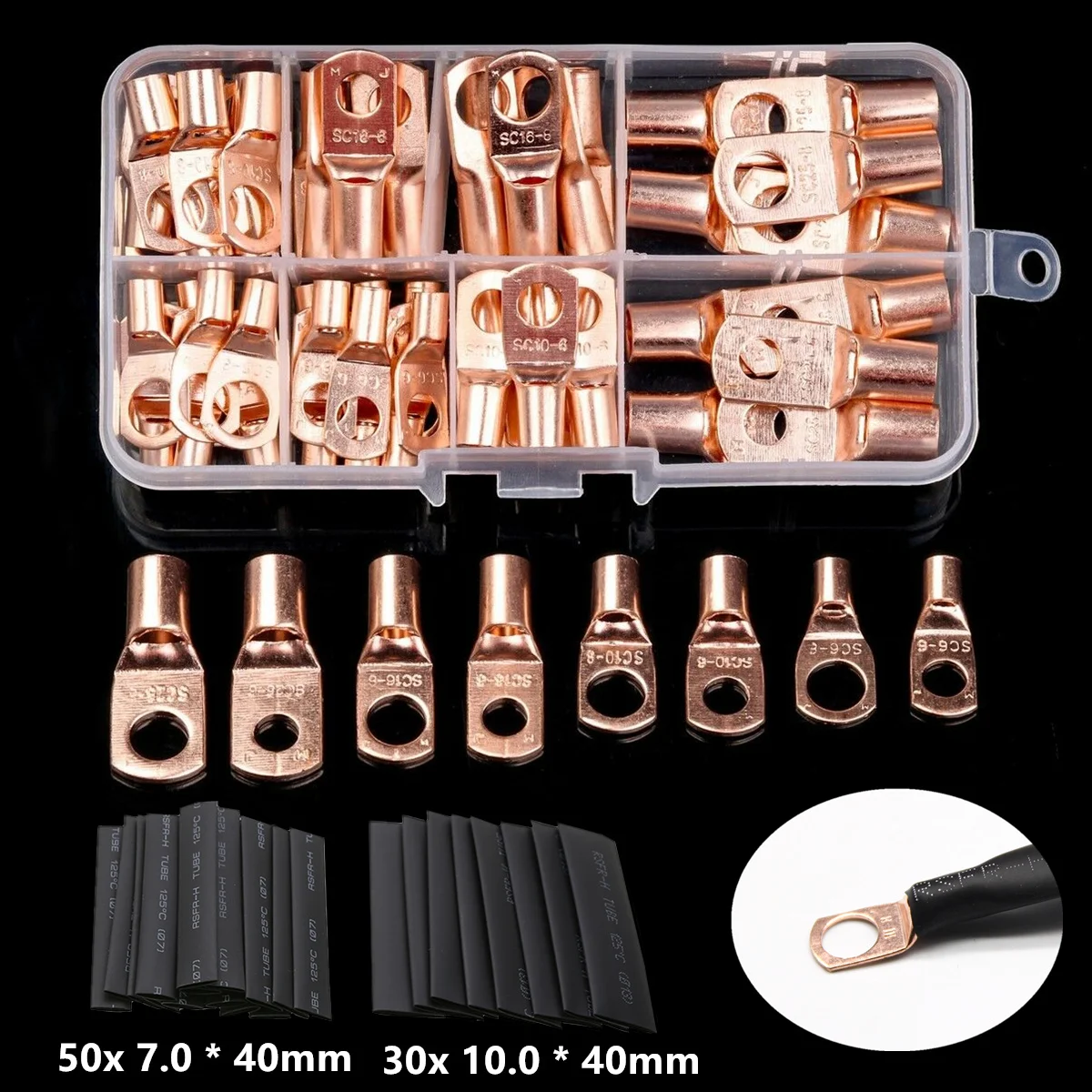 140 шт. SC голые клеммы наконечники медный наконечник кольцо уплотнение провода