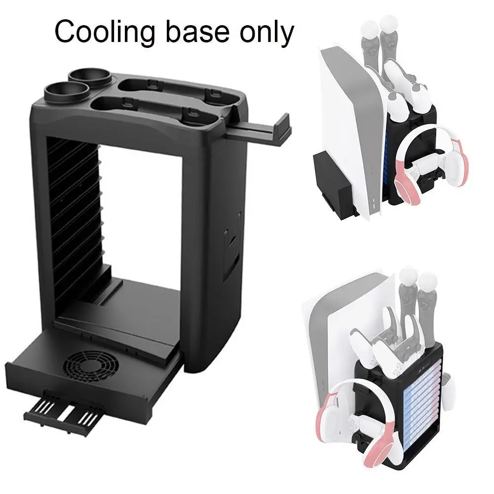 

For PS5 3 In 1 DE/UHD Host Multi-function Charging Cooling Fan Base Game Disc Storage Tray Handle Base Charger Bracket