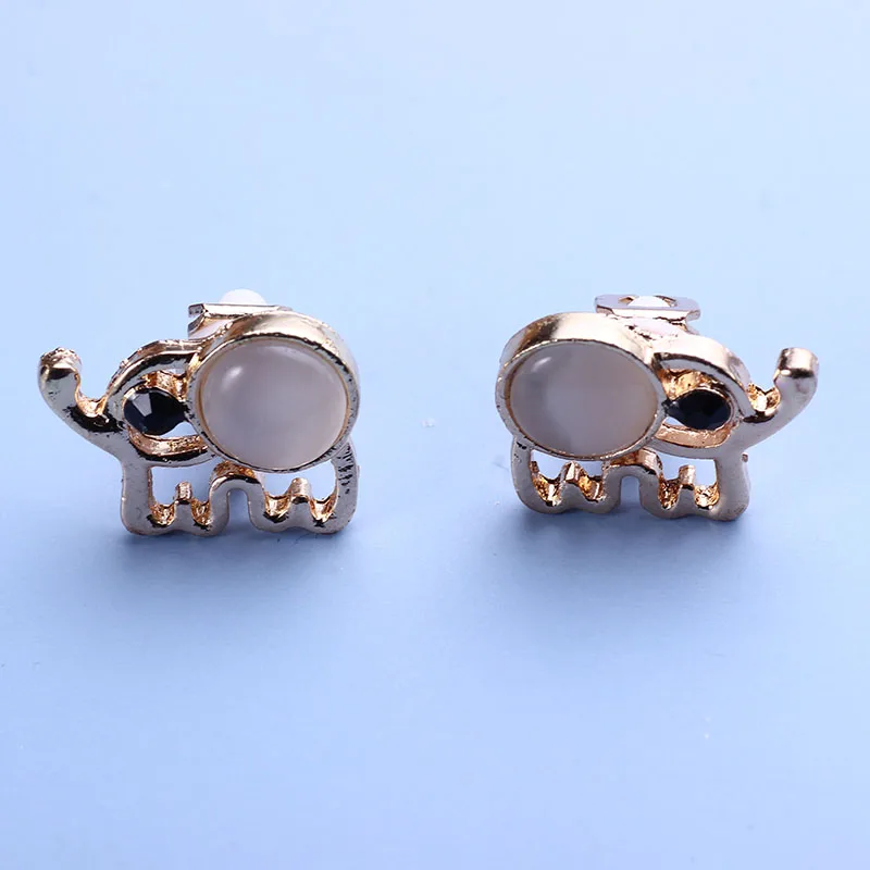 Клипсы Серьги дети милый камень кошачий глаз животное серьга гвоздик &quotСлон&quot