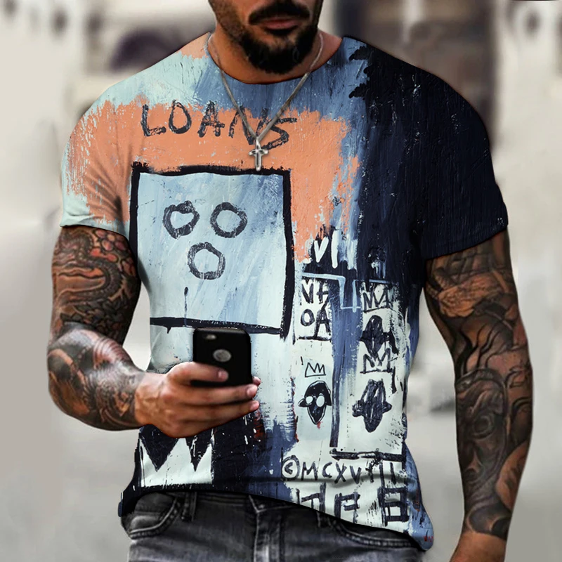 

Graffiti creative DIY Street trend byCK brand t-shirt men's short sleeve round neck loft style collocation Husband's gift Tees