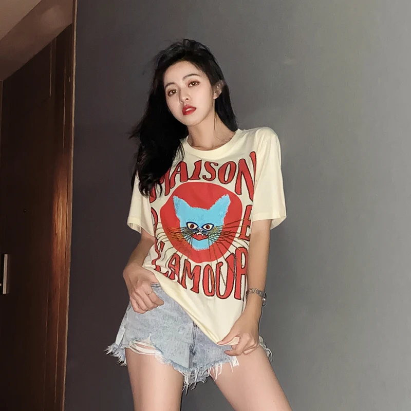 

luxury cartoon kawaii short sleeve summer t-shirt for woman 2021 female clothing tee tops harajuku