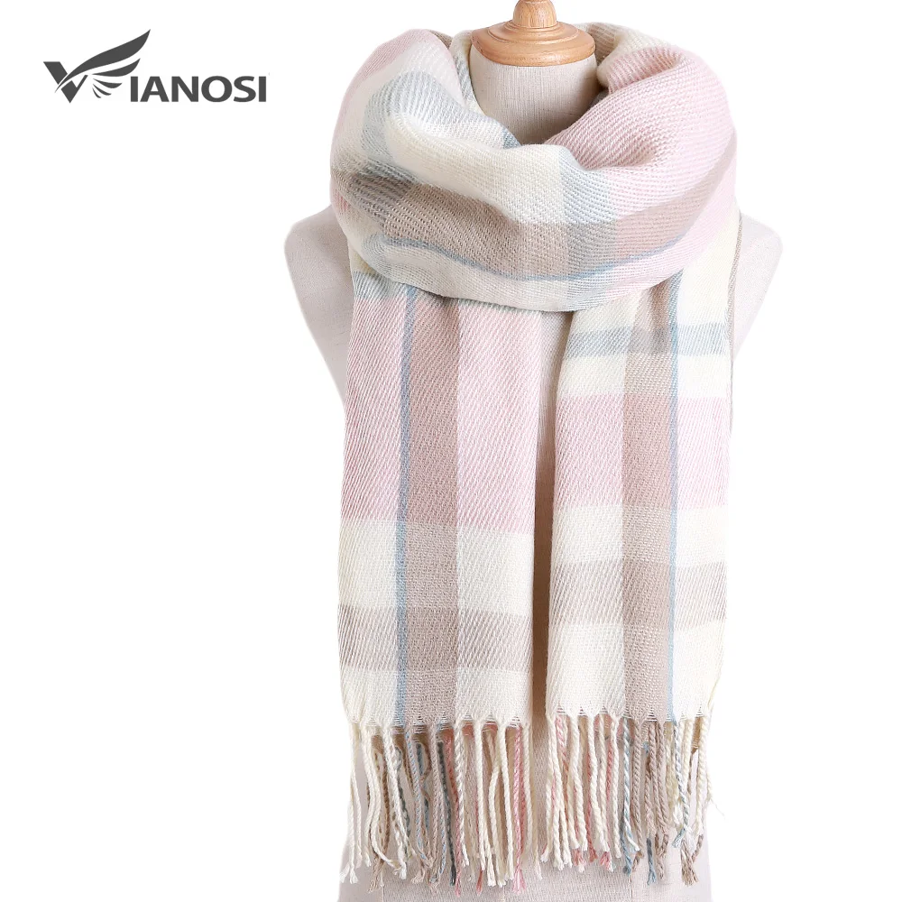 [VIANOSI] роскошный зимний шарф в клетку Женский тёплый платок шарфы модные