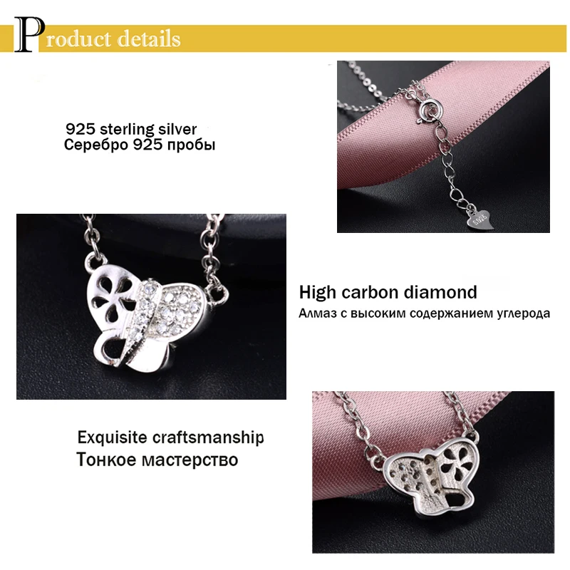

Luomansi Butterfly Pendant Necklace S925 Sterling Silver Female Jewelry High Carbon Diamond Pendant Party Birthday Gift