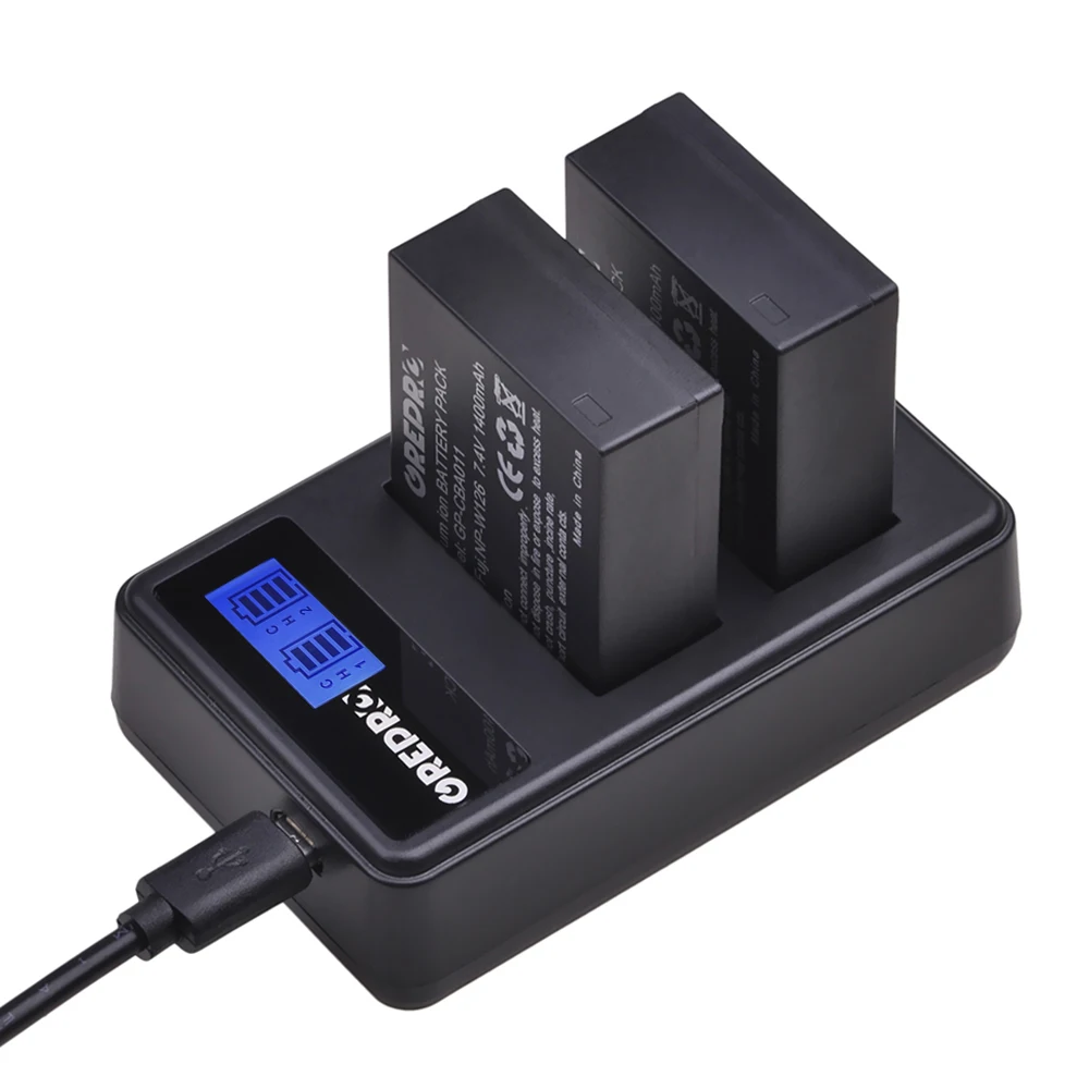 Аккумулятор 1400 мАч NP-W126 NP W126 2 шт. зарядное устройство с двумя USB-разъемами для Fujifilm