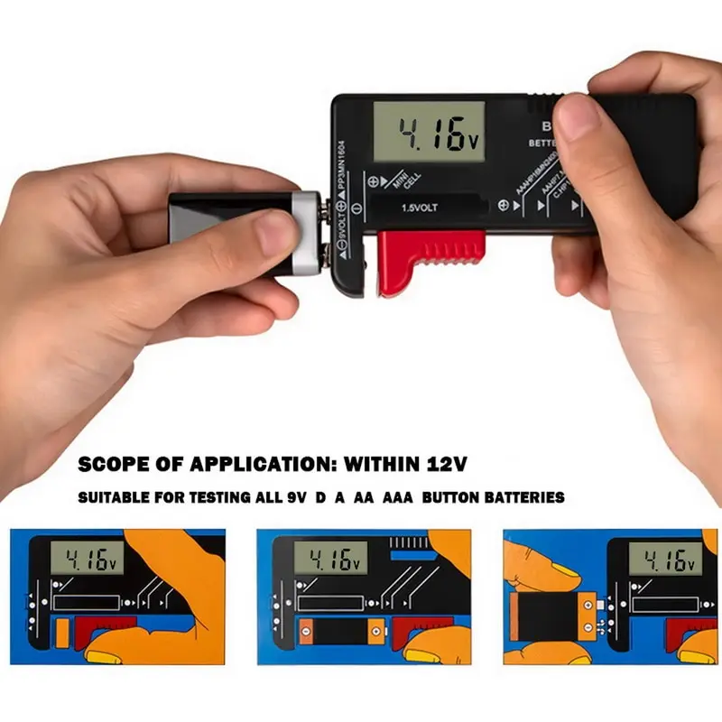 

AN-168 POR Digital Lithium Battery Capacity Tester Checkered load Display Check AAA AA Button Cell Universal test