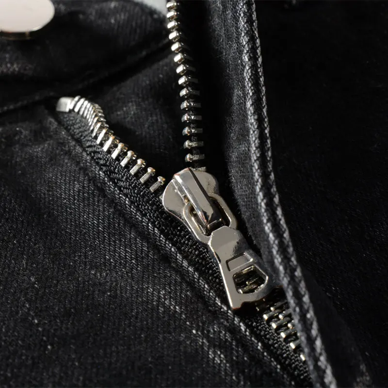 American Street Style Fashion Men Jeans Black Color Elastic Slim Fit Ripped Jeans Men Patches Designer Hip Hop Denim Hole Pants