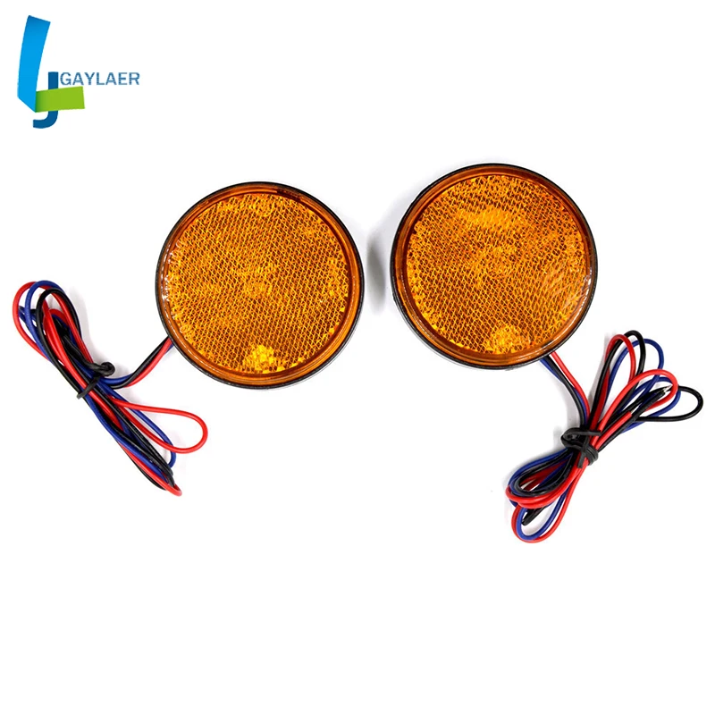 Pair 12V LED Motorcycle Round Reflector Tail Brake Turn Signal Lights Lamp Bulbs Stop Warning Light ATV Taillight |