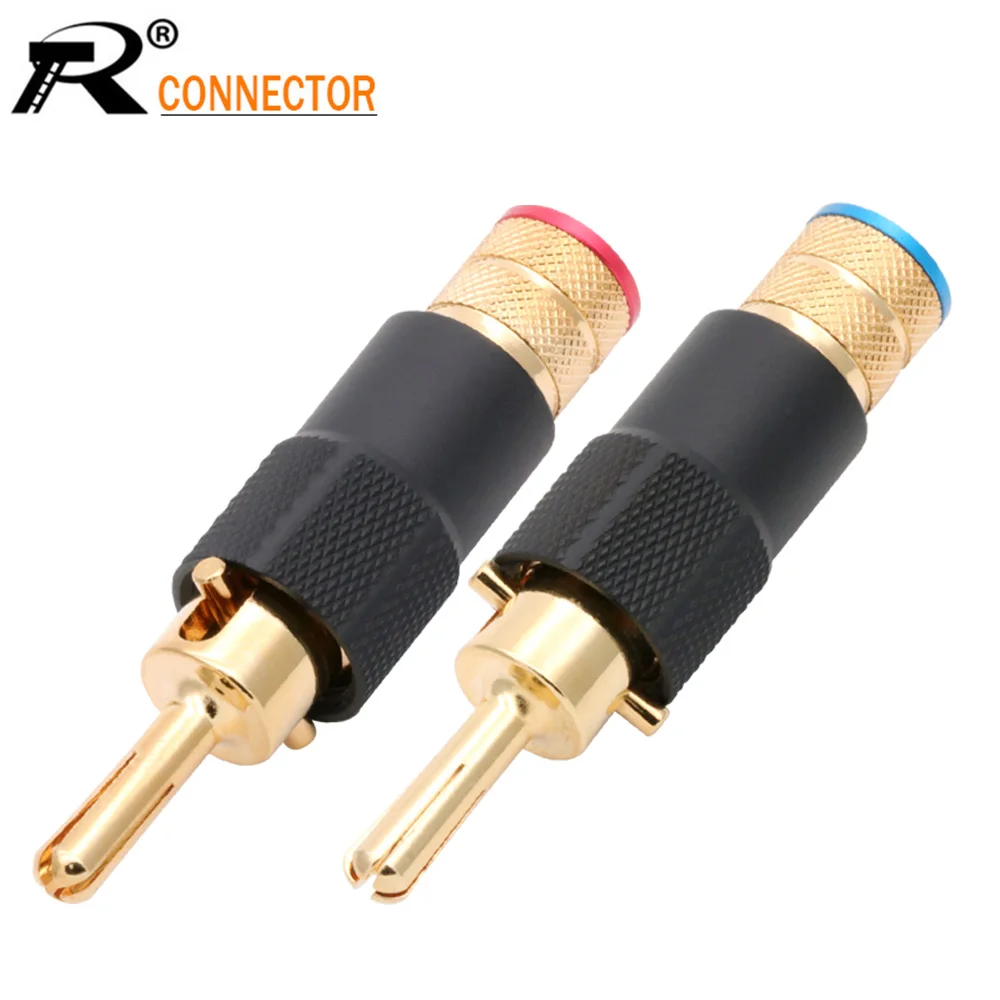 

2PCS Luxury Copper Rhodium/Gold Banana Plug Audio Connector Male Adapter Speaker Interlock Banana Binding Post Terminals