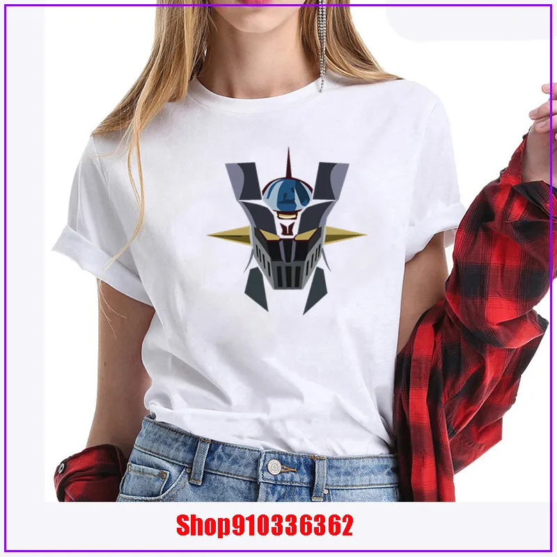 Повседневные уникальные винтажные топы из натурального хлопка с аниме Mazinger Z