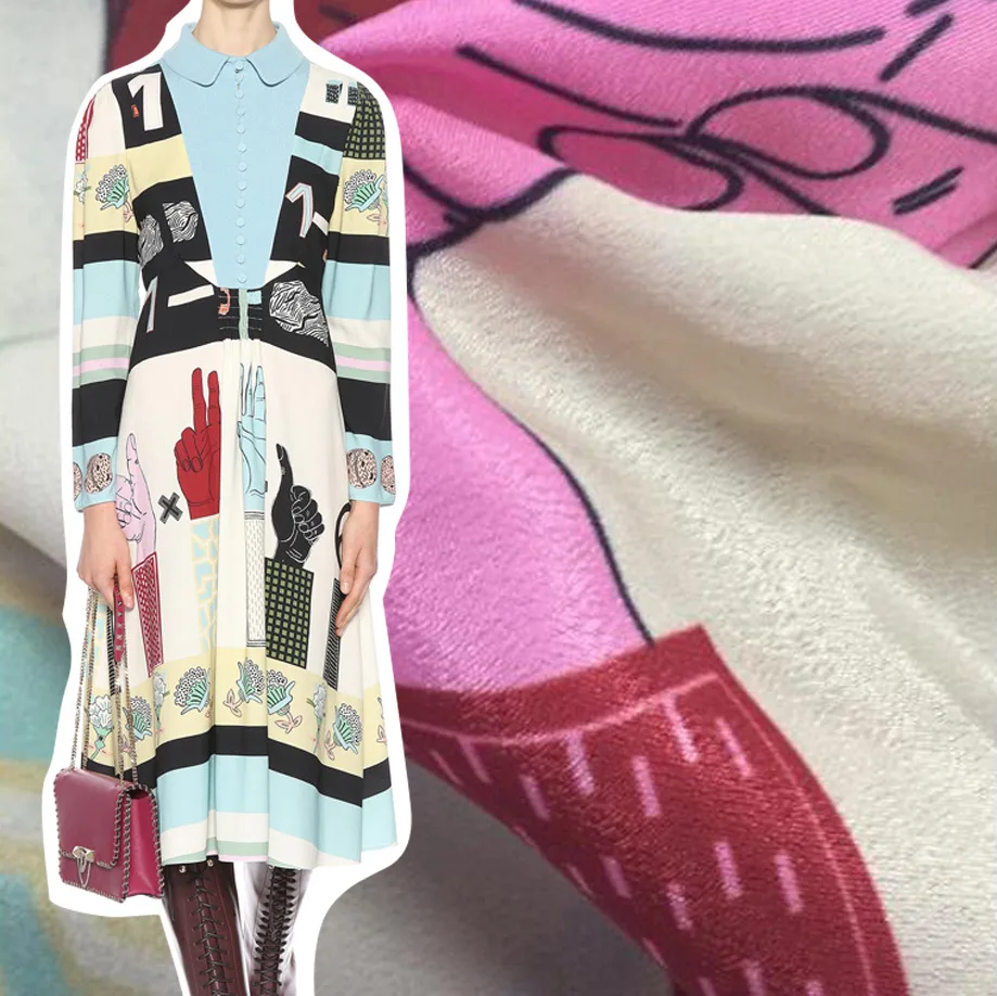 

Брендовая модная ткань с напечатанным принтом, напечатанная юбка, ткань на заказ для платьев, рубашек, швейный материал на метр