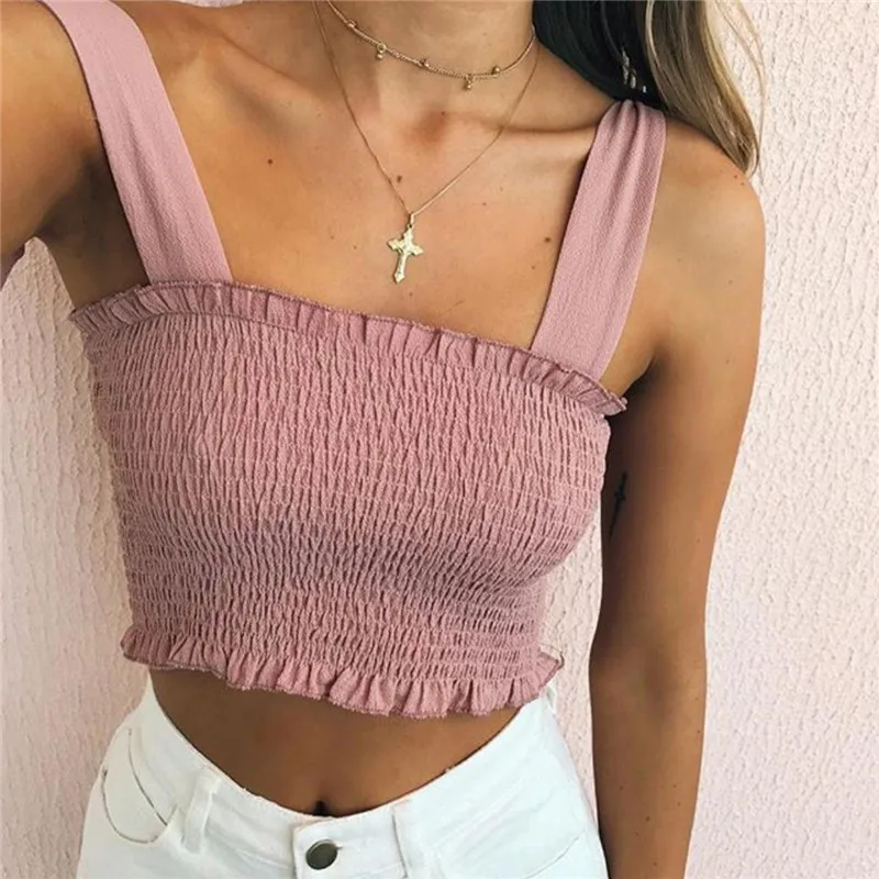 

Off Shoulder Ruched Tube Tops Summer New Fashion Ladies Sleeveless Strapless Tube Woman Sexy Summer Crop Top