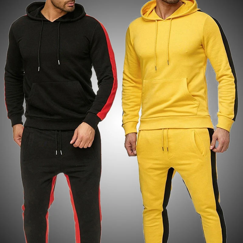 

Men's Fashion Long Sleeve Sportswear Casual Hooded Sportswear Men's Pants Suit Sports Suit 2021 Men's Winter Pant Closure Type